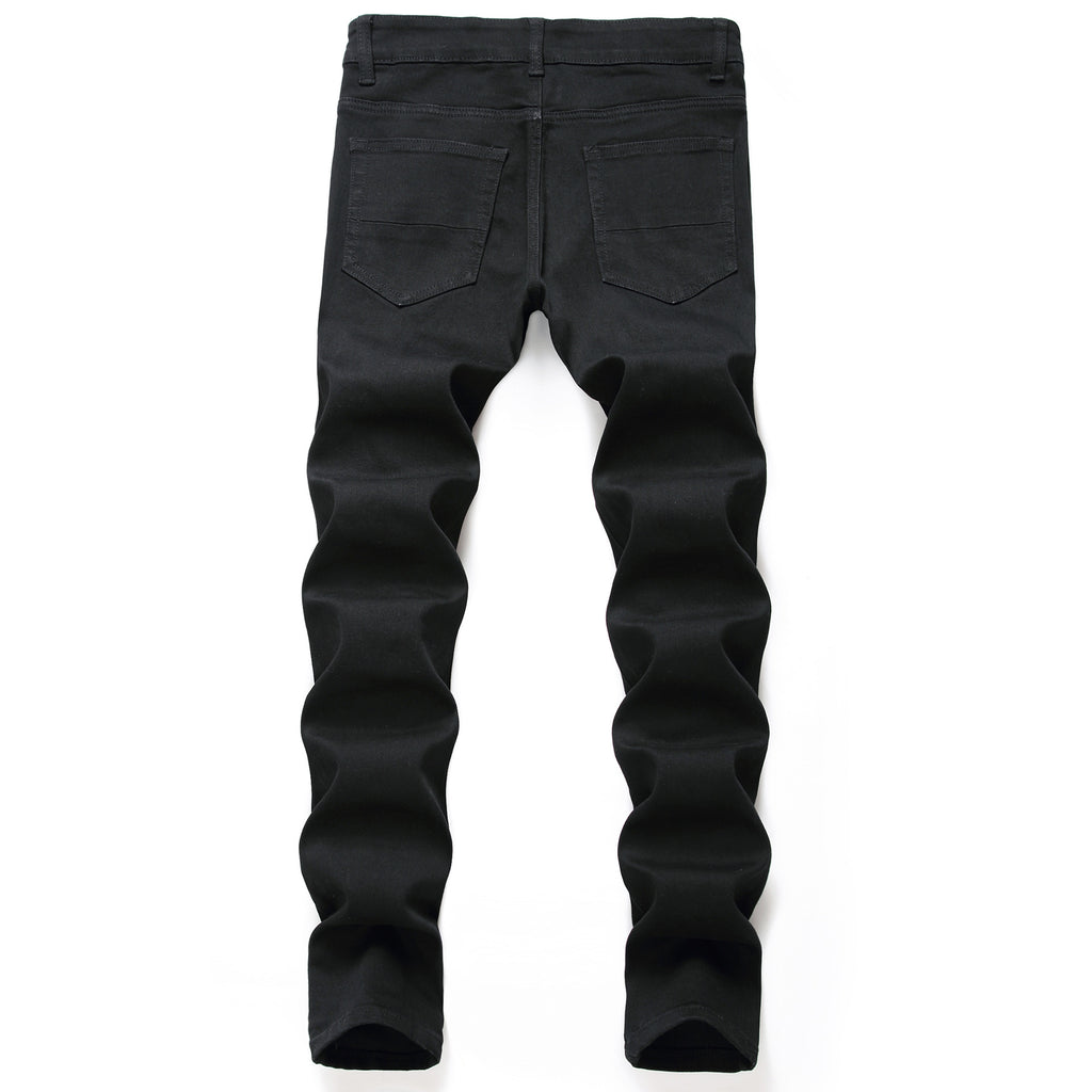 2020 Foreign Trade New Men's Clothing Slim Ripped Straight-Leg Jeans Black Casual Fashion Long Jeans Wholesale