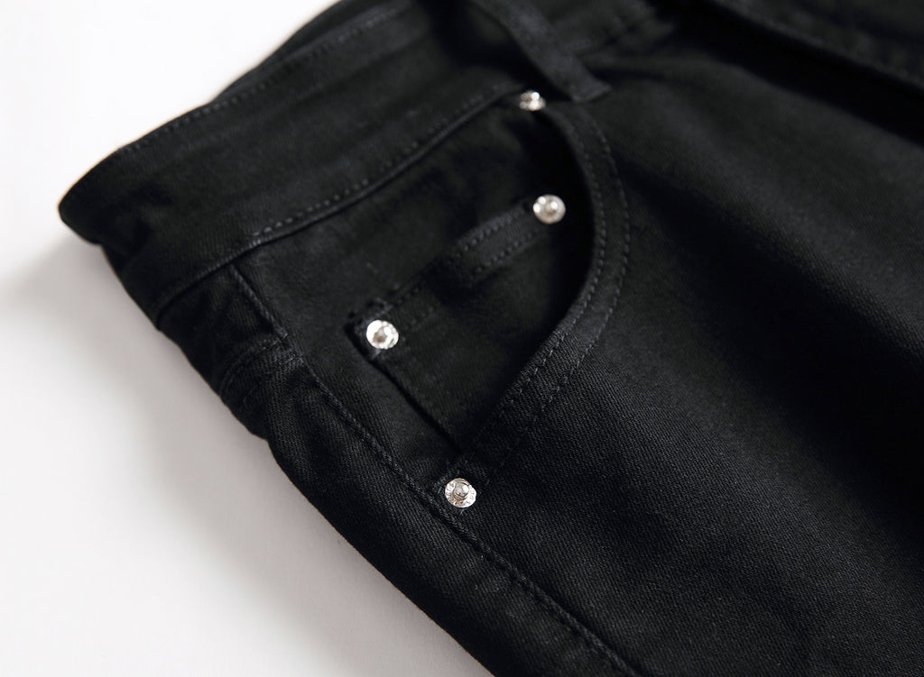 2020 Foreign Trade New Men's Clothing Slim Ripped Straight-Leg Jeans Black Casual Fashion Long Jeans Wholesale
