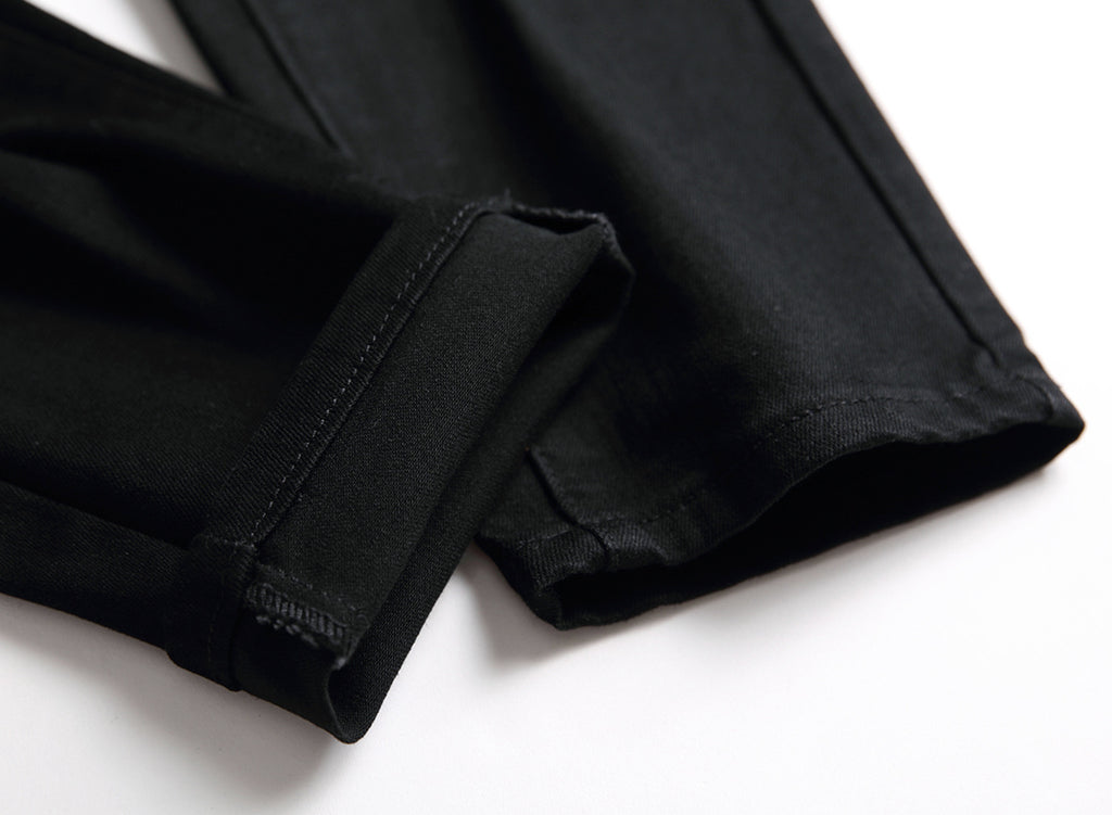 2020 Foreign Trade New Men's Clothing Slim Ripped Straight-Leg Jeans Black Casual Fashion Long Jeans Wholesale