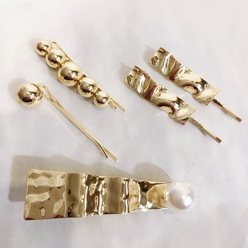 Gold Color Ball Hair Clips Geometric Irregular Metal Hairpins Hair Accessories for Women Girls