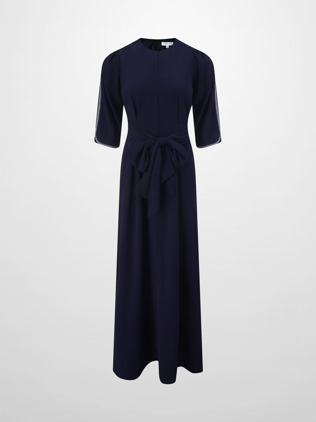 Tulip Sleeve Tie Back Dress-Navy
