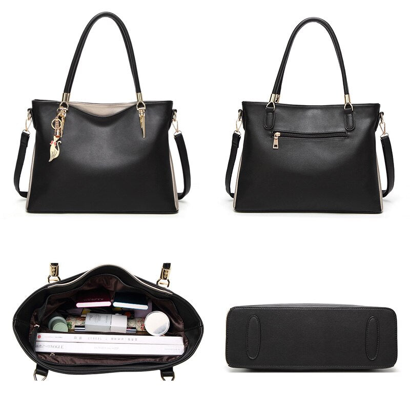 FUNMARDI Luxury Handbags PU Leather Women Bags Designer Brand Top-Handle Bag High Capacity Lady Shoulder Bag Crossbody Bags