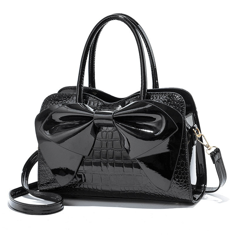 Fashion Women Handbags Tassel PU Leather Totes Bag Top-handle Embroidery Bag Shoulder Bag Lady Simple Style Crocodile Pattern