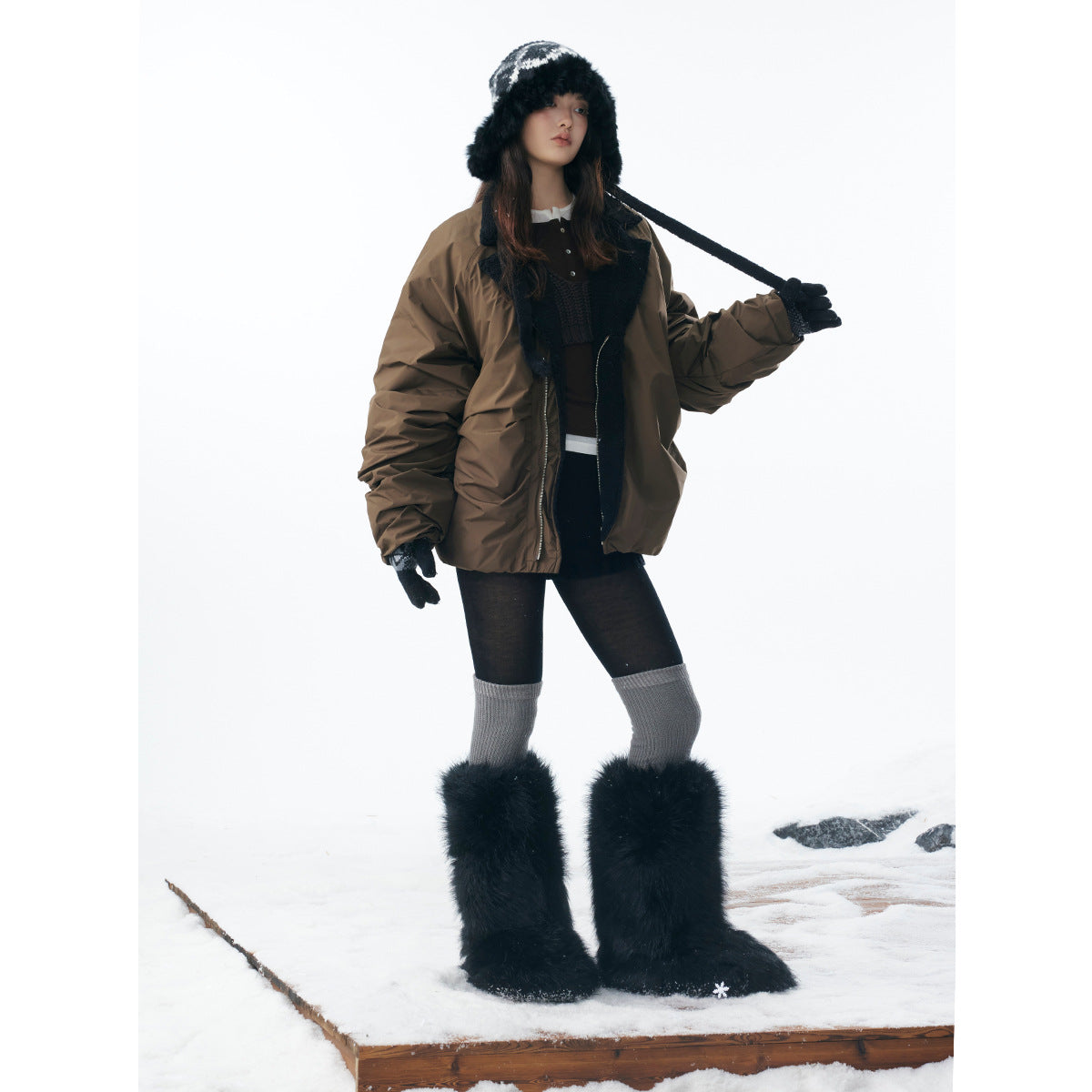 Wool collar warm cotton clothing