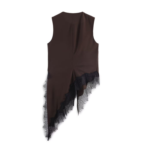 Asymmetric lace top for women's clothing
