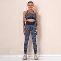 Sexy Striped Knitted Yoga Wear Fitness Running Hip Lifting Leggings Seamless Sportswear Two Piece Suit