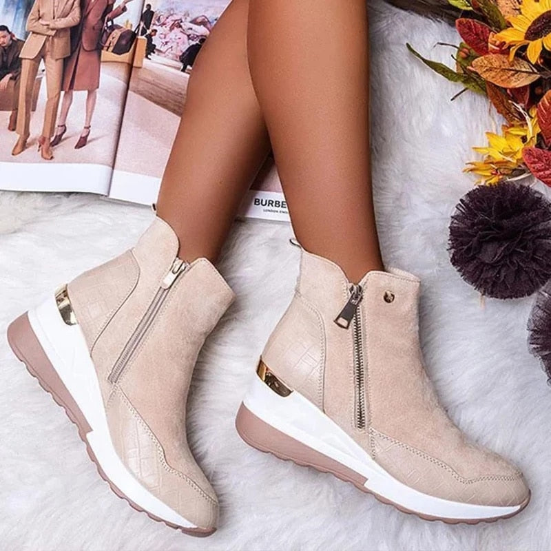 Women Sneakers Autumn High Top Vulcanize Shoes Women Platfrom Wedges Shoes Zipper Chunky Sneakers Female Shoes Plus Size