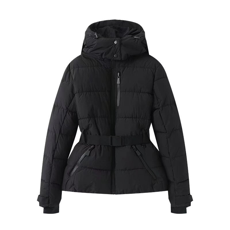 Waist waist hooded cotton jacket