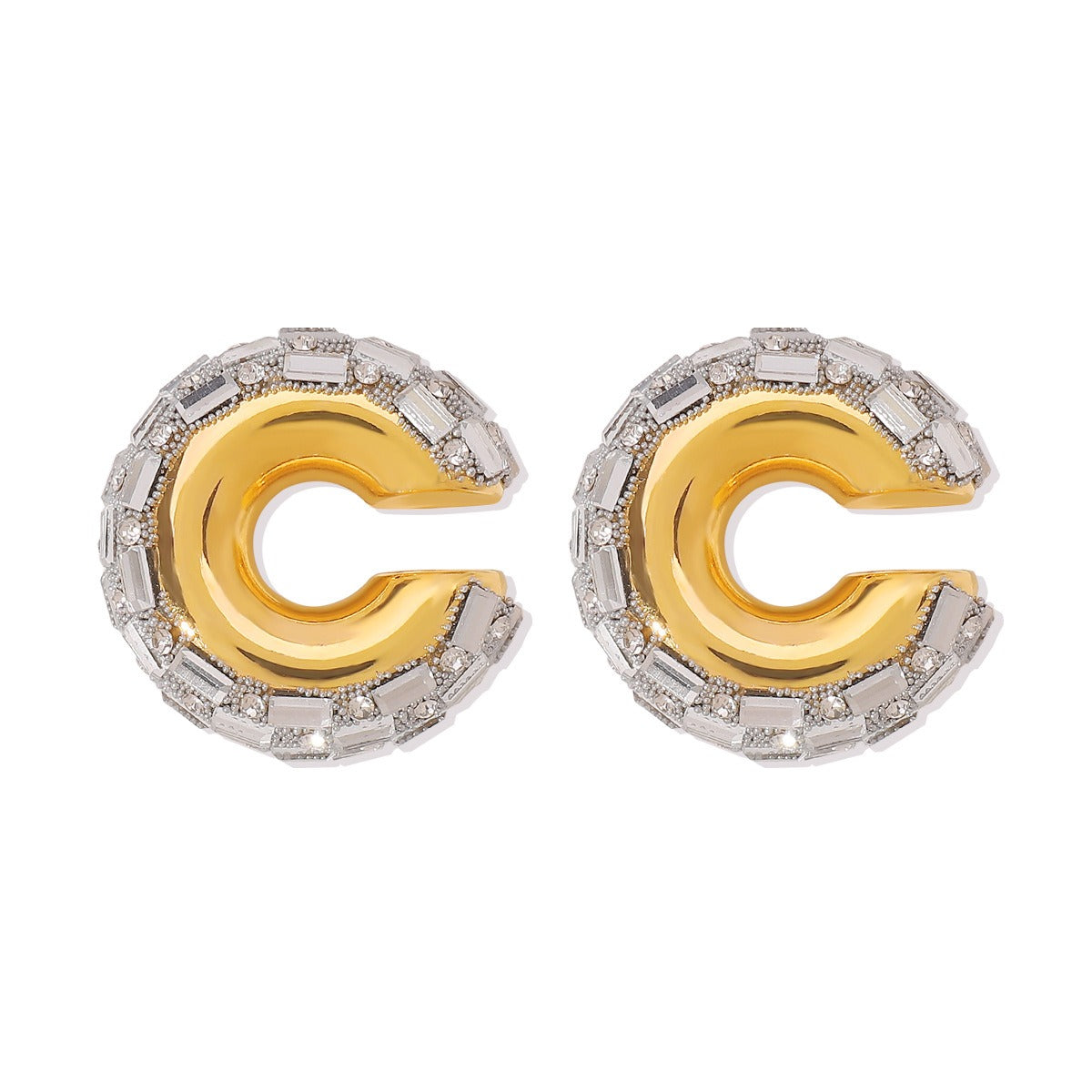 Geometric niche C-shaped earrings European and American new cuff atmospheric metallic alloy women's ear clips