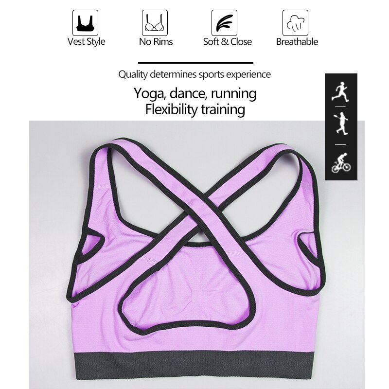 SEXYWG Cross-Back Sports Bra for Women Gym Althletic Vest Yoga Bras Push Up Brassiere BH Sport Top Crop Sportswear Fitness Shirt