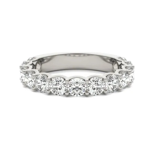2 1/15 CTW Lab Grown Round Cut Diamond Half Eternity Ring in 14K White Gold - G-VS