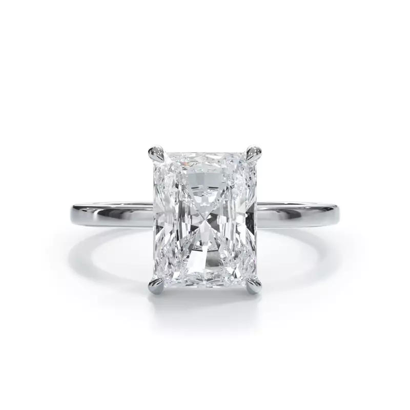 5.00 CTW Lab Grown Emerald Cut Diamond Solitaire Engagement Ring in 14K White Gold – G Color VS Clarity, IGI Certified