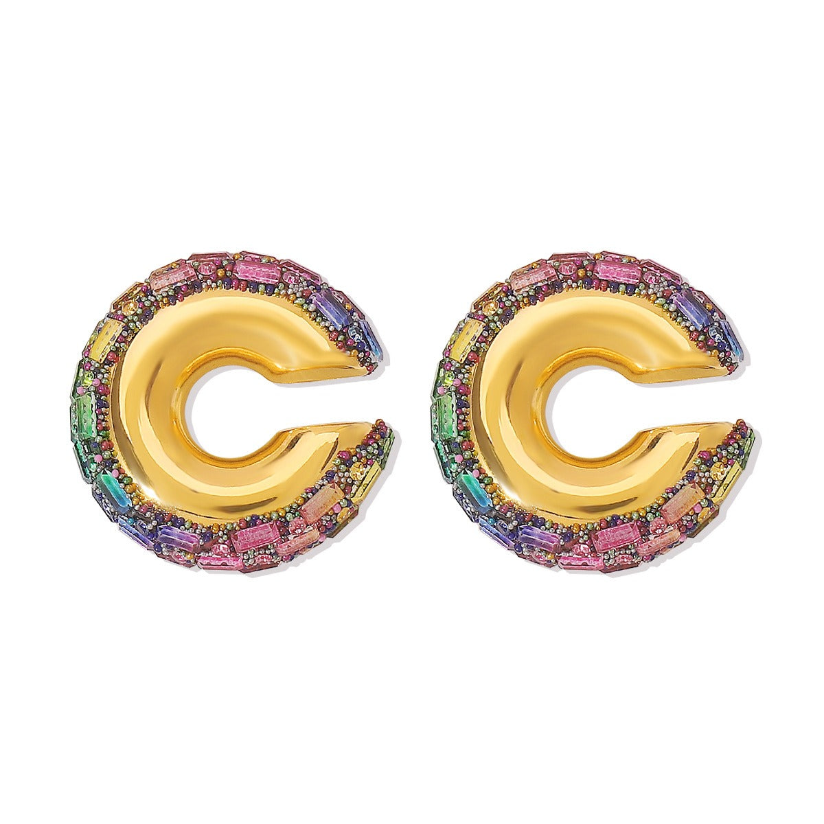 Geometric niche C-shaped earrings European and American new cuff atmospheric metallic alloy women's ear clips