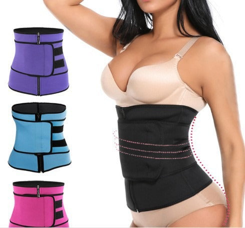 Zipper waist tightening belt for waist training, waist protection, sports shaping, waist sweating, and belly wrapping belt