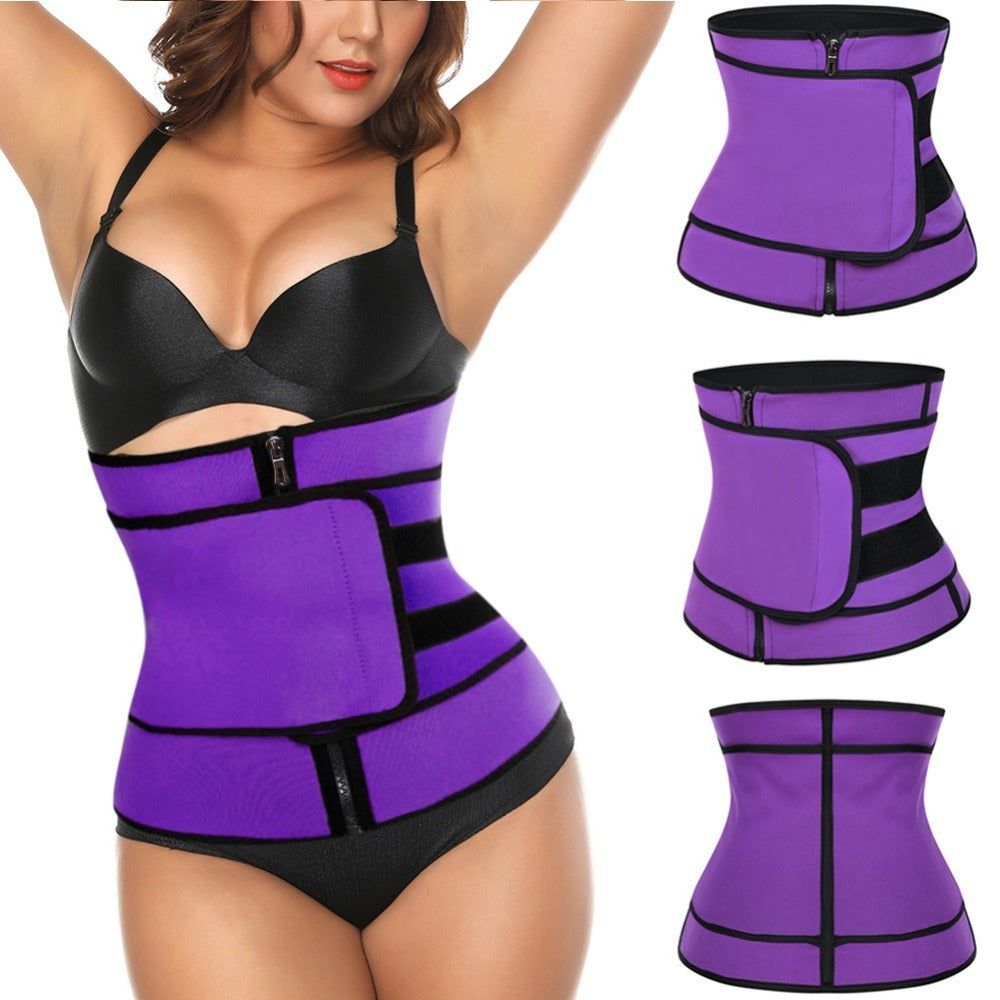 Zipper waist tightening belt for waist training, waist protection, sports shaping, waist sweating, and belly wrapping belt