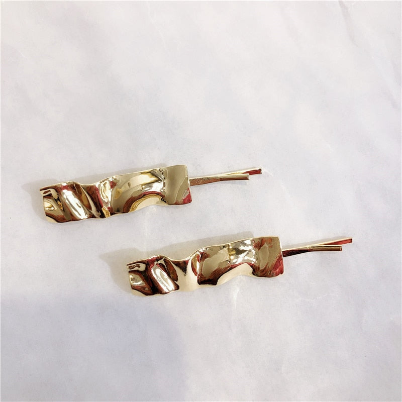 Gold Color Ball Hair Clips Geometric Irregular Metal Hairpins Hair Accessories for Women Girls