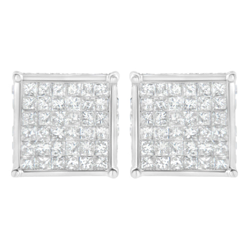 10K White Gold 2ct TDW Princess-Cut Composite Diamond Stud Earring (I-J ,I2-I3)
