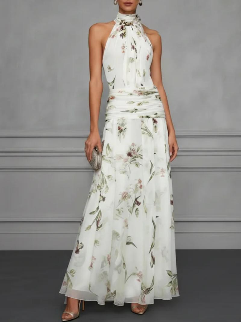 Hanging neck printed dress