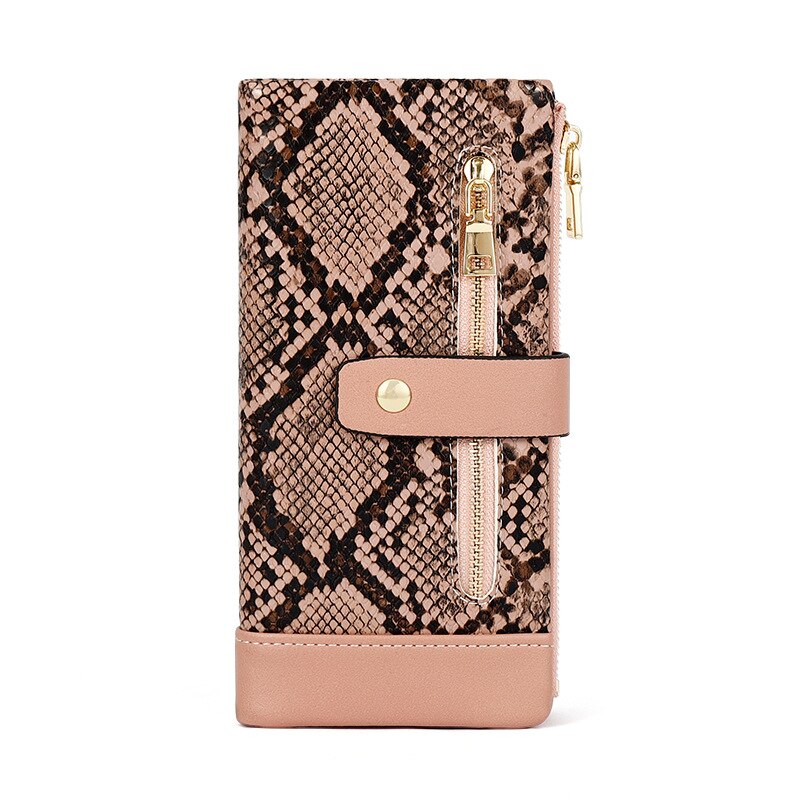 NEW Serpentine Leather Wallet  Zipper Cell Phone Pocket Coin Card Holder Ladies Purses Women Wallets Clutch Long Female Carteira