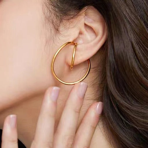 Creative design European and American style brass gold-plated ear clips without piercing Möbius loop earrings for couples