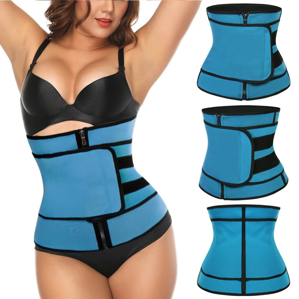 Zipper waist tightening belt for waist training, waist protection, sports shaping, waist sweating, and belly wrapping belt