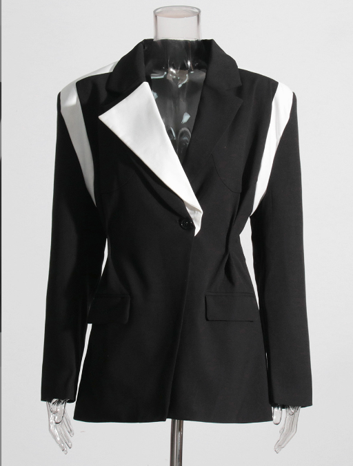 Spring and Autumn New South Korea East Gate Elegant Loose Profile Slim Combination Contrast Color Small Suit Coat Female