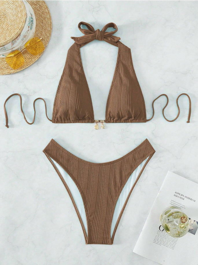 Swimwear with Tie-up Strap Beach Swimwear Halter Neck Swimwear