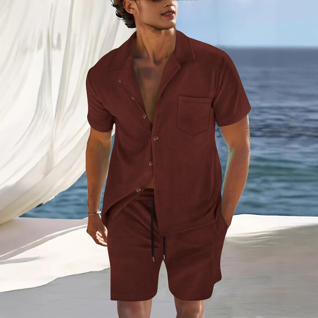 Set of casual sportswear shorts shirt