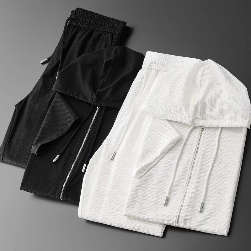 Men's Loose Hooded Sweatshirt Men's Casual Sportswear Top Cardigan Suit