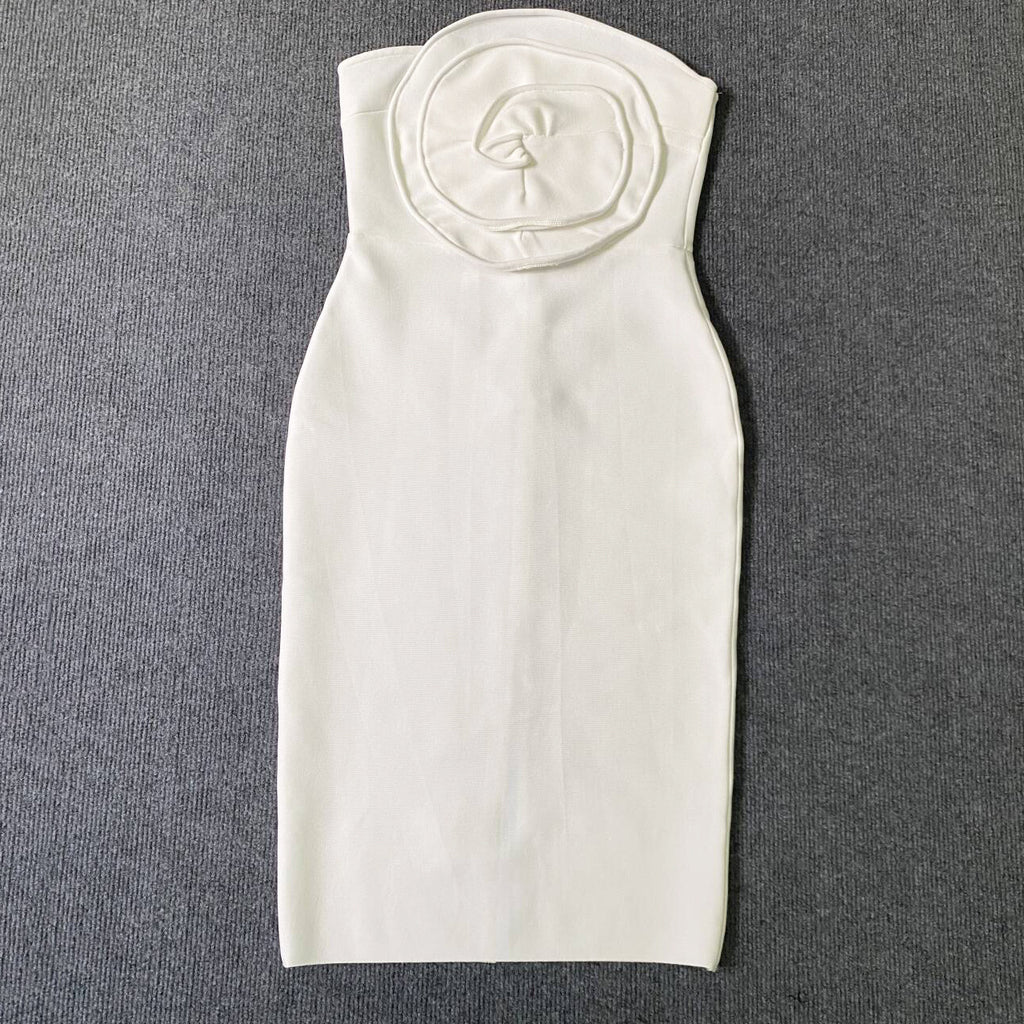 Sexy white floral bandage dress socialite party dress French dress