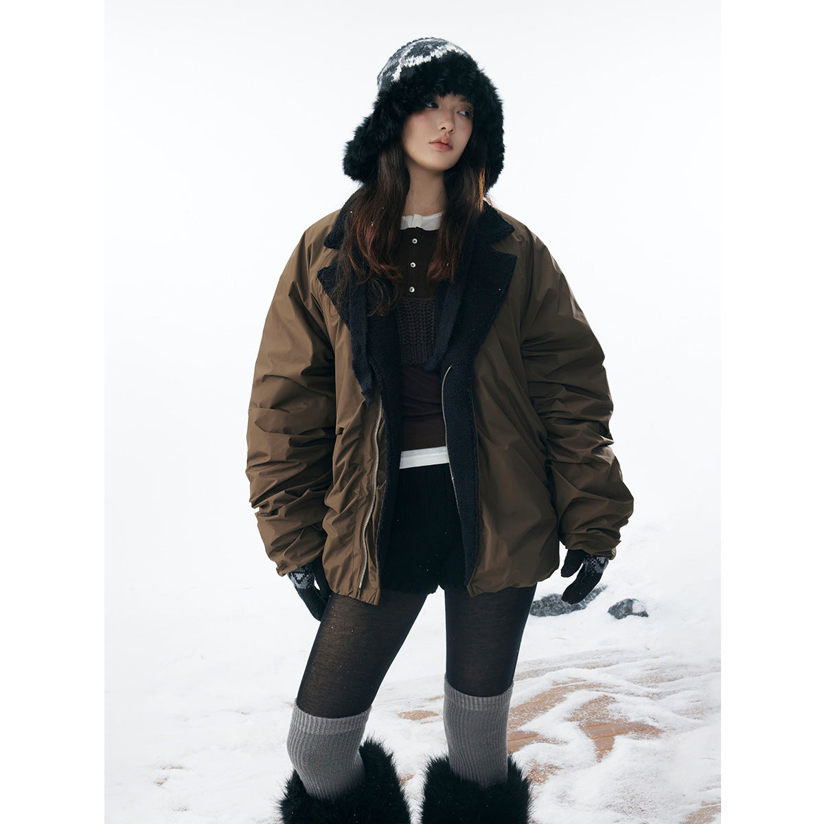 Wool collar warm cotton clothing