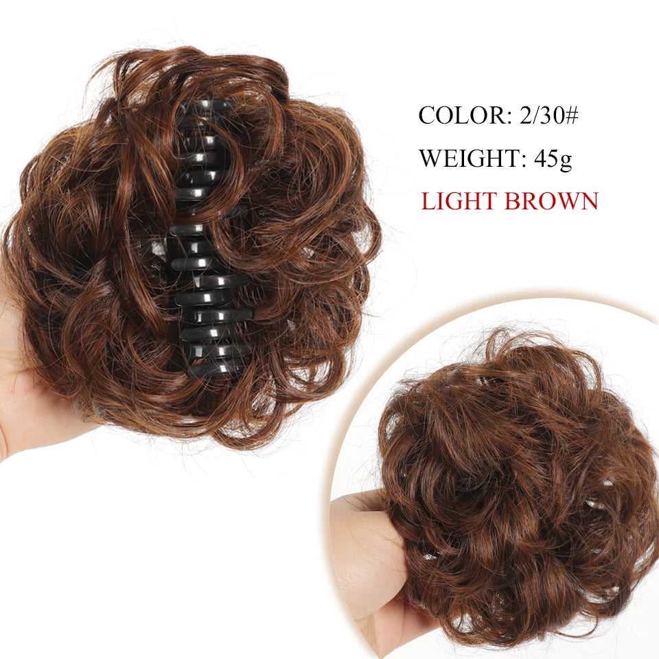 Synthetic Chignon Messy Hair Bun Claw Clip in Hair Piece Wavy Curly  Bun Ponytail Extensions Scrunchie Hairpieces for Women