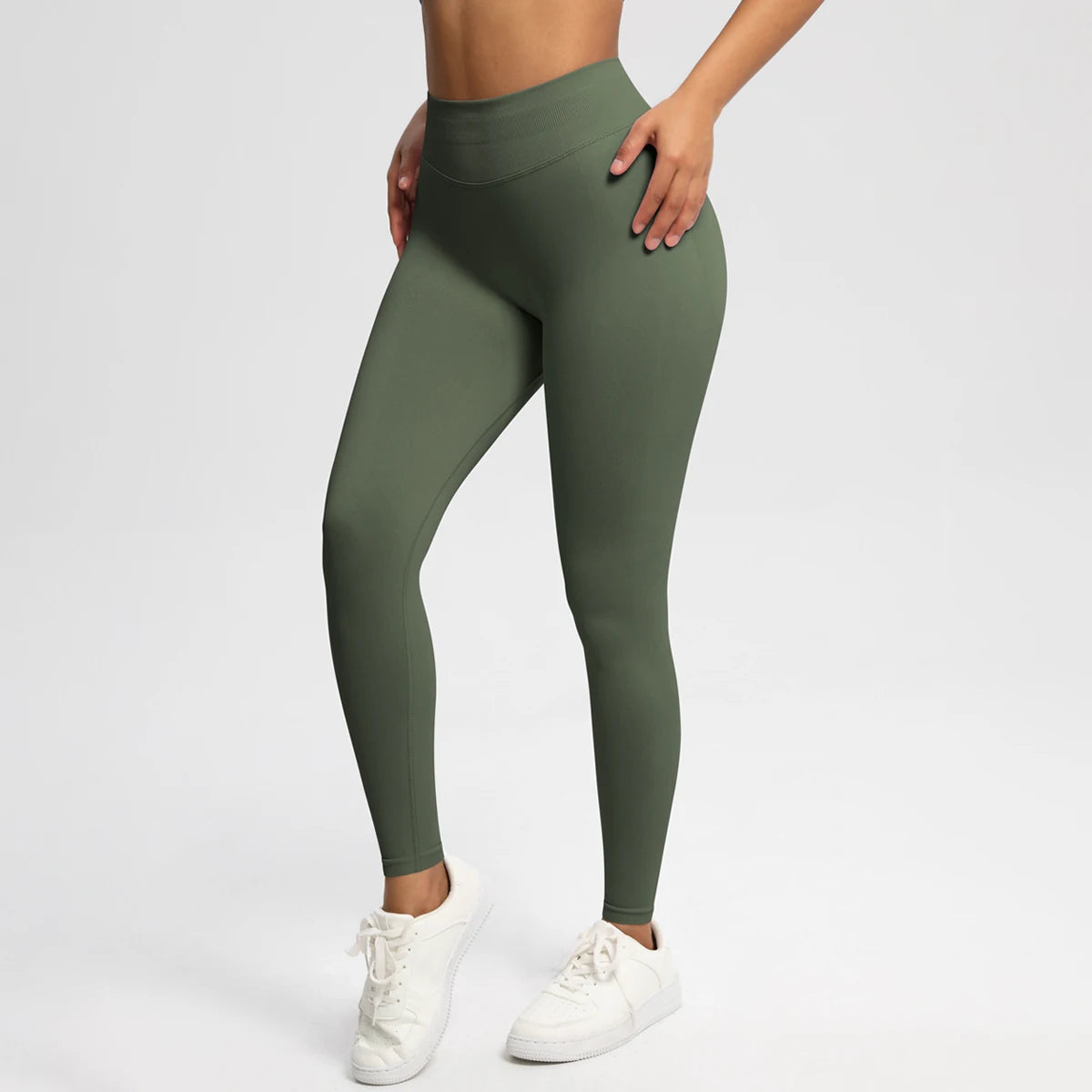 Women's Solid High Waist Sports Leggings, HighStretch Seamless Yoga Leggings, LadiesSportswear for Indoor Outdoor Wear