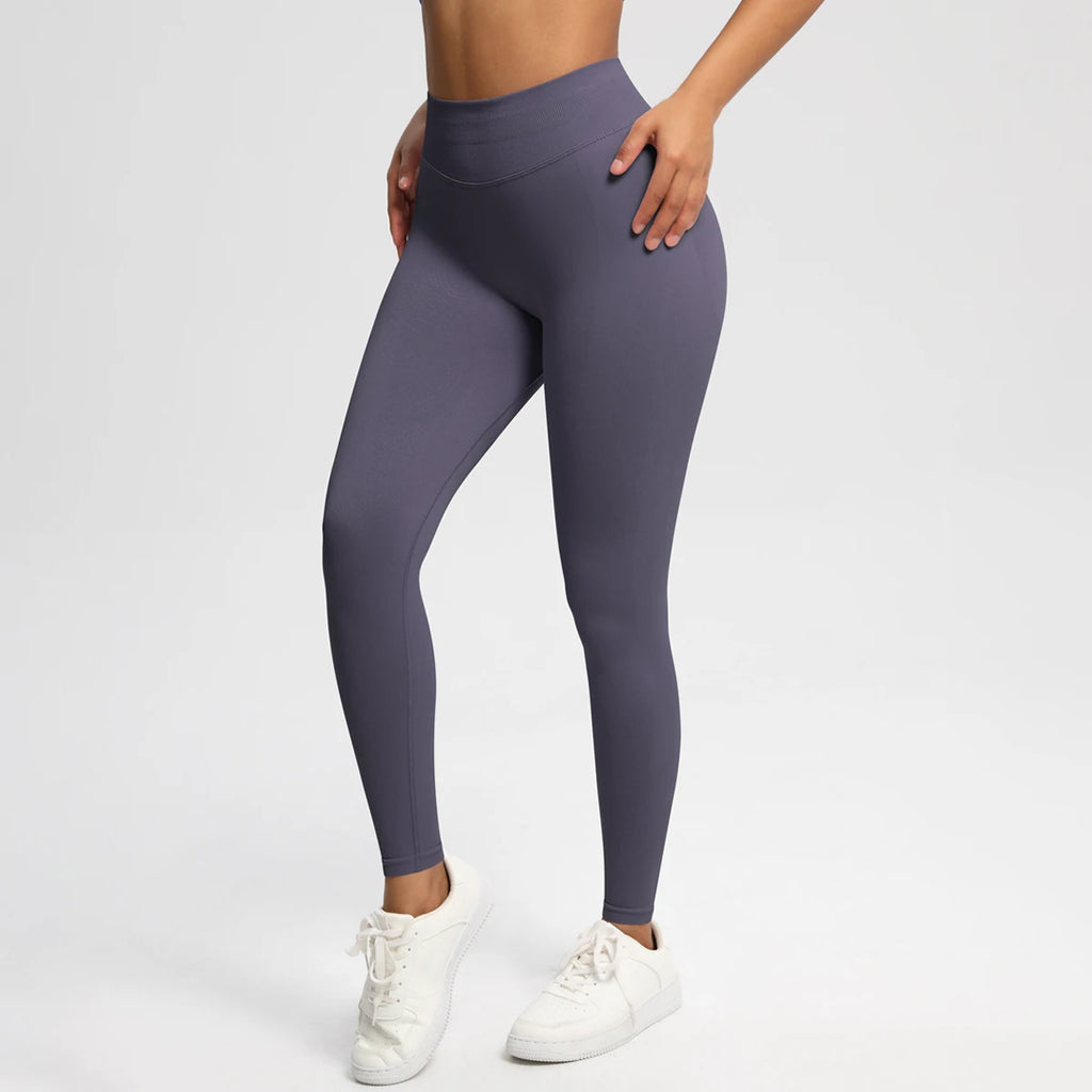 Women's Solid High Waist Sports Leggings, HighStretch Seamless Yoga Leggings, LadiesSportswear for Indoor Outdoor Wear