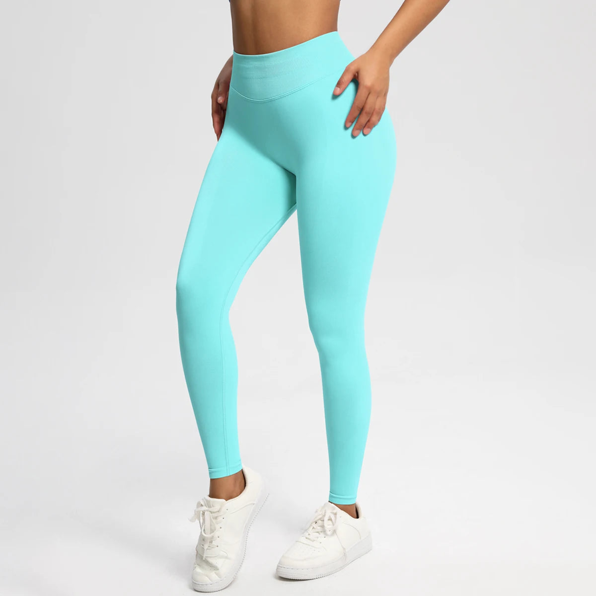 Women's Solid High Waist Sports Leggings, HighStretch Seamless Yoga Leggings, LadiesSportswear for Indoor Outdoor Wear