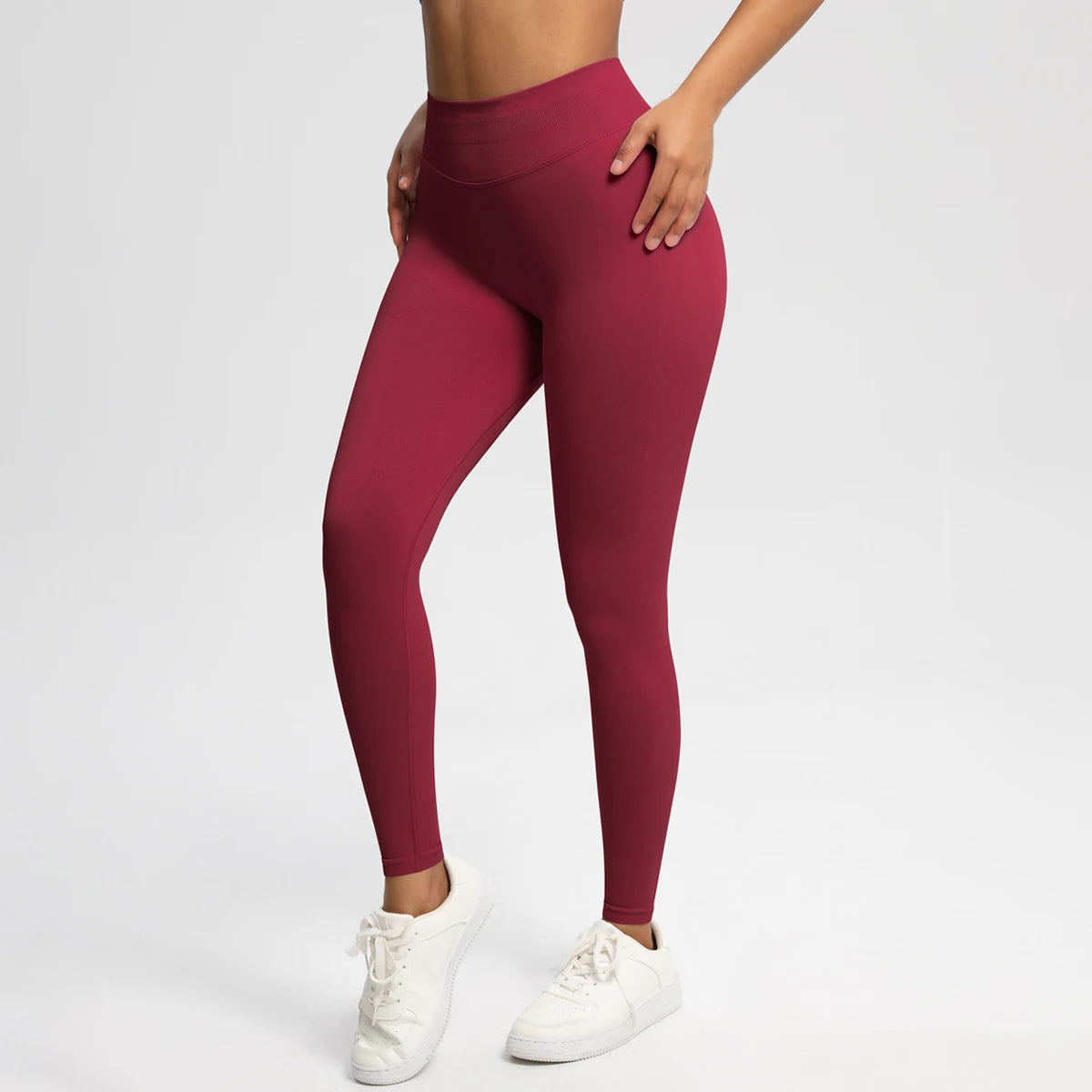 Women's Solid High Waist Sports Leggings, HighStretch Seamless Yoga Leggings, LadiesSportswear for Indoor Outdoor Wear