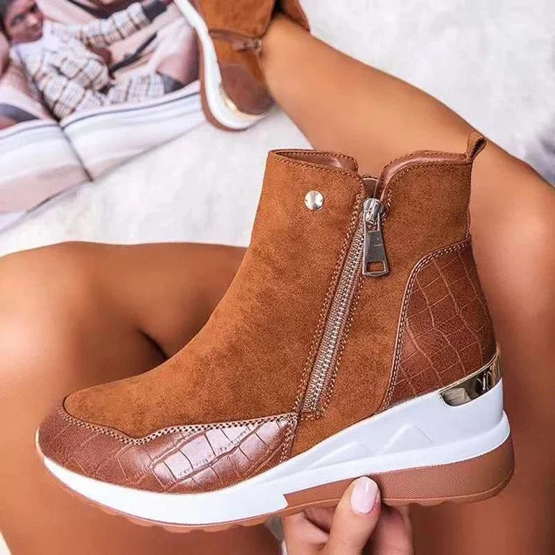 Women Sneakers Autumn High Top Vulcanize Shoes Women Platfrom Wedges Shoes Zipper Chunky Sneakers Female Shoes Plus Size