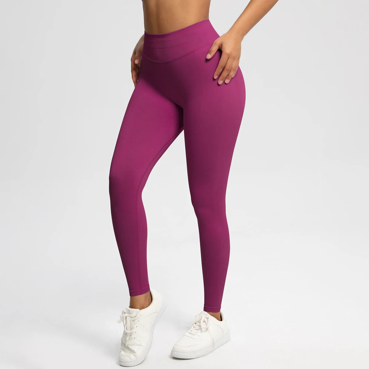 Women's Solid High Waist Sports Leggings, HighStretch Seamless Yoga Leggings, LadiesSportswear for Indoor Outdoor Wear