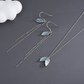925 Sterling Silver Necklace Female Ins Japan And South Korea Romantic Ear Thread Earrings Minority Design Fairy Leaf Necklace Set