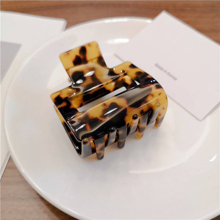 New Korean Retro Hair Claws  Clamp Hollow Geometric Square Leopard Pattern Ponytail Hair Grabbing Clips for Women
