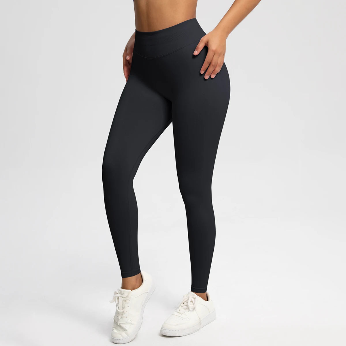 Women's Solid High Waist Sports Leggings, HighStretch Seamless Yoga Leggings, LadiesSportswear for Indoor Outdoor Wear