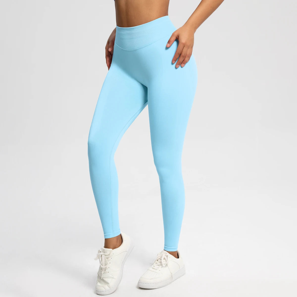 Women's Solid High Waist Sports Leggings, HighStretch Seamless Yoga Leggings, LadiesSportswear for Indoor Outdoor Wear