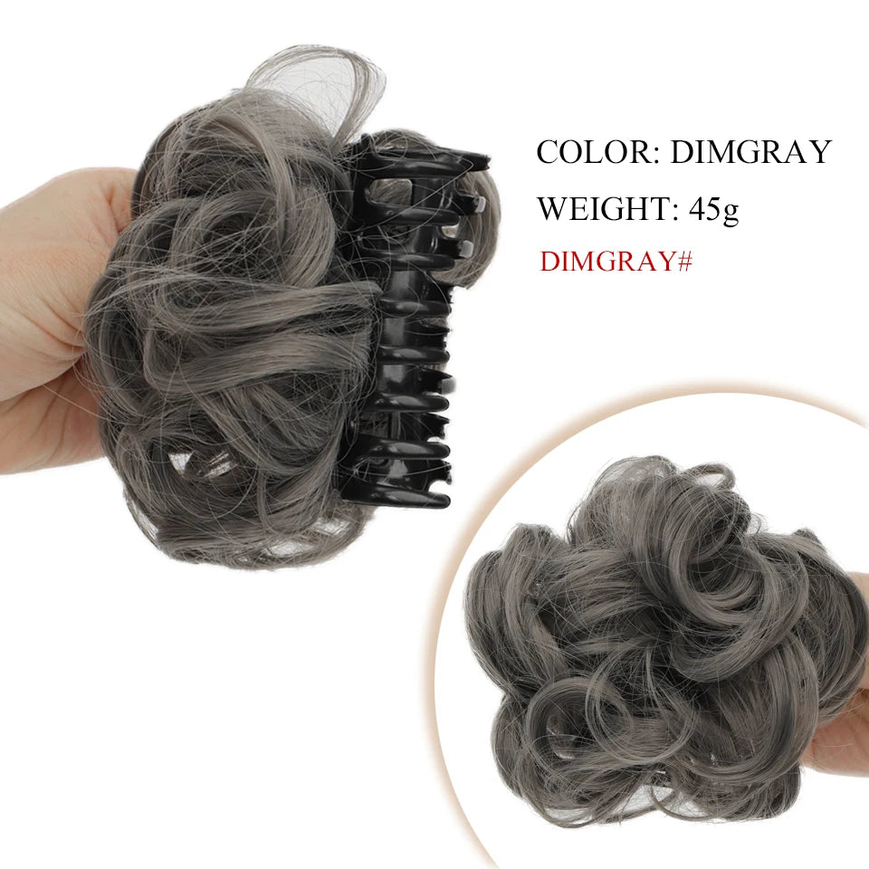 Synthetic Chignon Messy Hair Bun Claw Clip in Hair Piece Wavy Curly  Bun Ponytail Extensions Scrunchie Hairpieces for Women