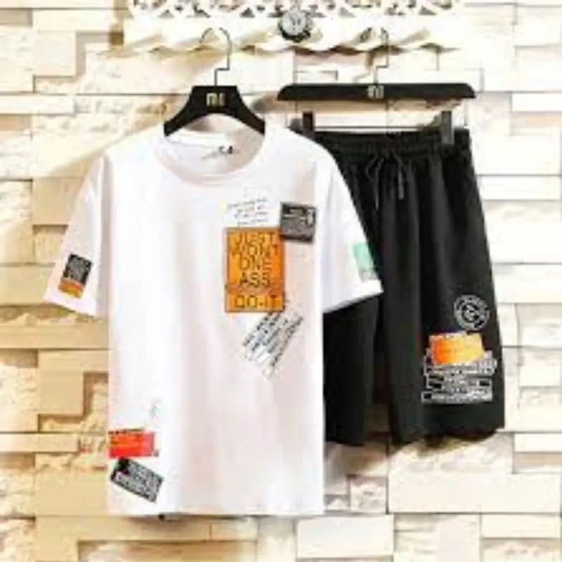 Summer Trendy Brand Breathable Thin Two-Piece Casual Sport Shorts Suit Men's Women's Collar Short-Sleeved T-Shirt Sets