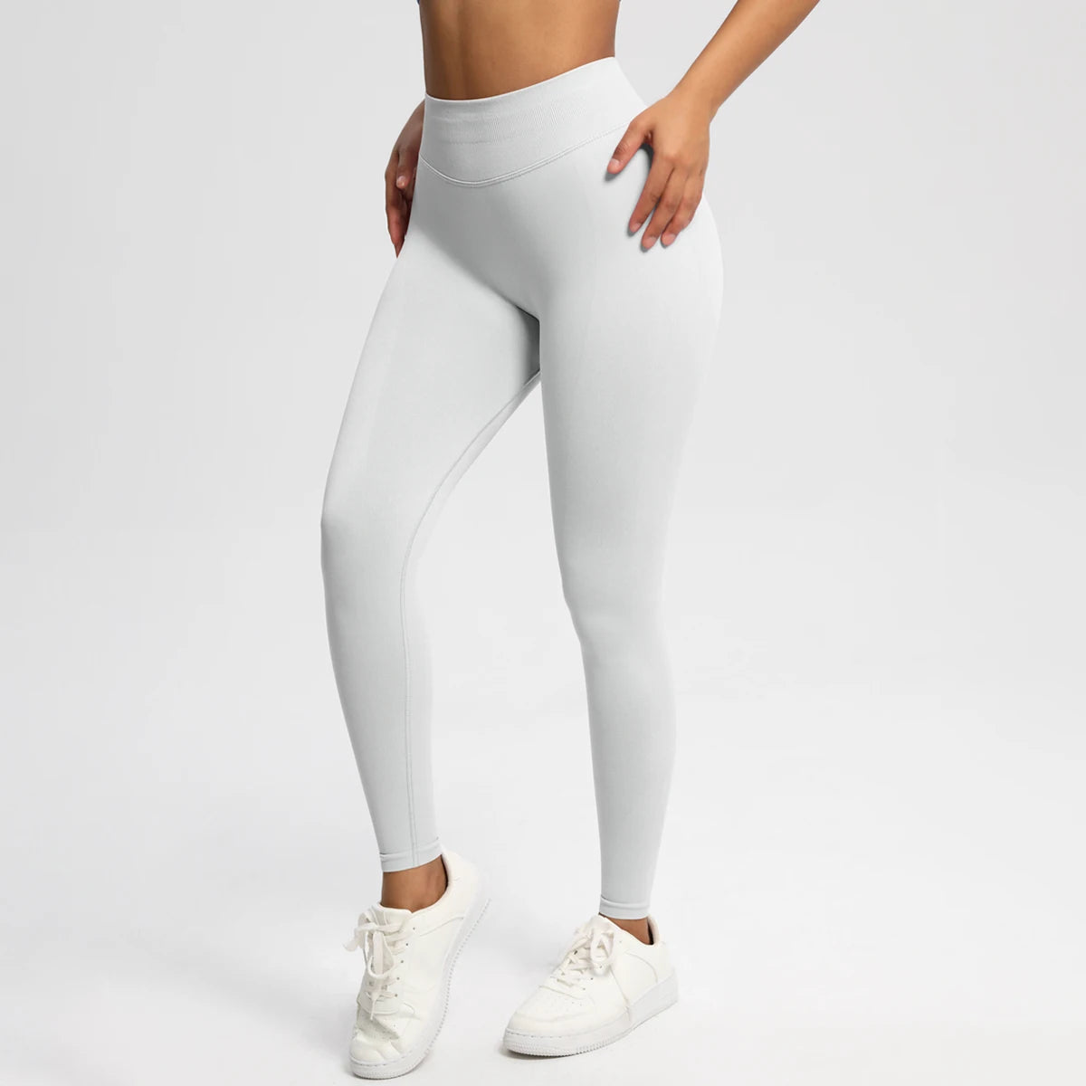 Women's Solid High Waist Sports Leggings, HighStretch Seamless Yoga Leggings, LadiesSportswear for Indoor Outdoor Wear