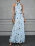 Hanging neck printed dress