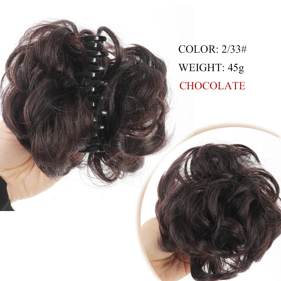 Synthetic Chignon Messy Hair Bun Claw Clip in Hair Piece Wavy Curly  Bun Ponytail Extensions Scrunchie Hairpieces for Women