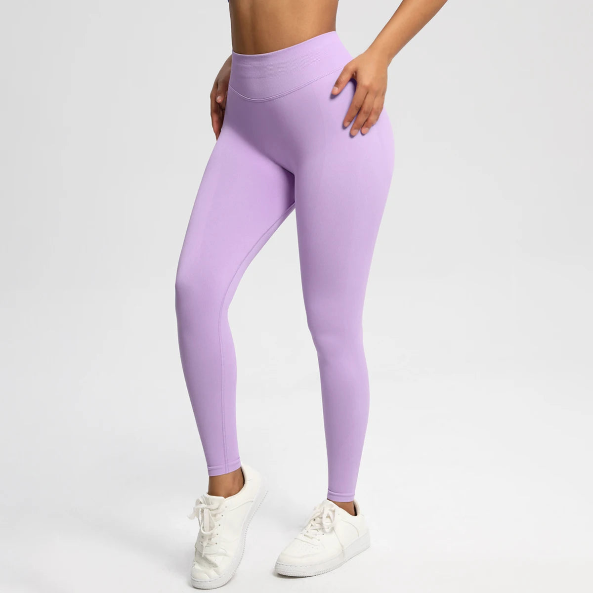 Women's Solid High Waist Sports Leggings, HighStretch Seamless Yoga Leggings, LadiesSportswear for Indoor Outdoor Wear