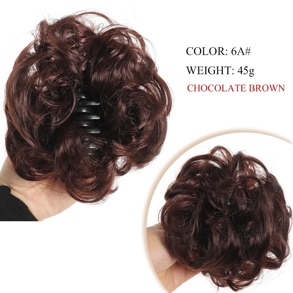 Synthetic Chignon Messy Hair Bun Claw Clip in Hair Piece Wavy Curly  Bun Ponytail Extensions Scrunchie Hairpieces for Women