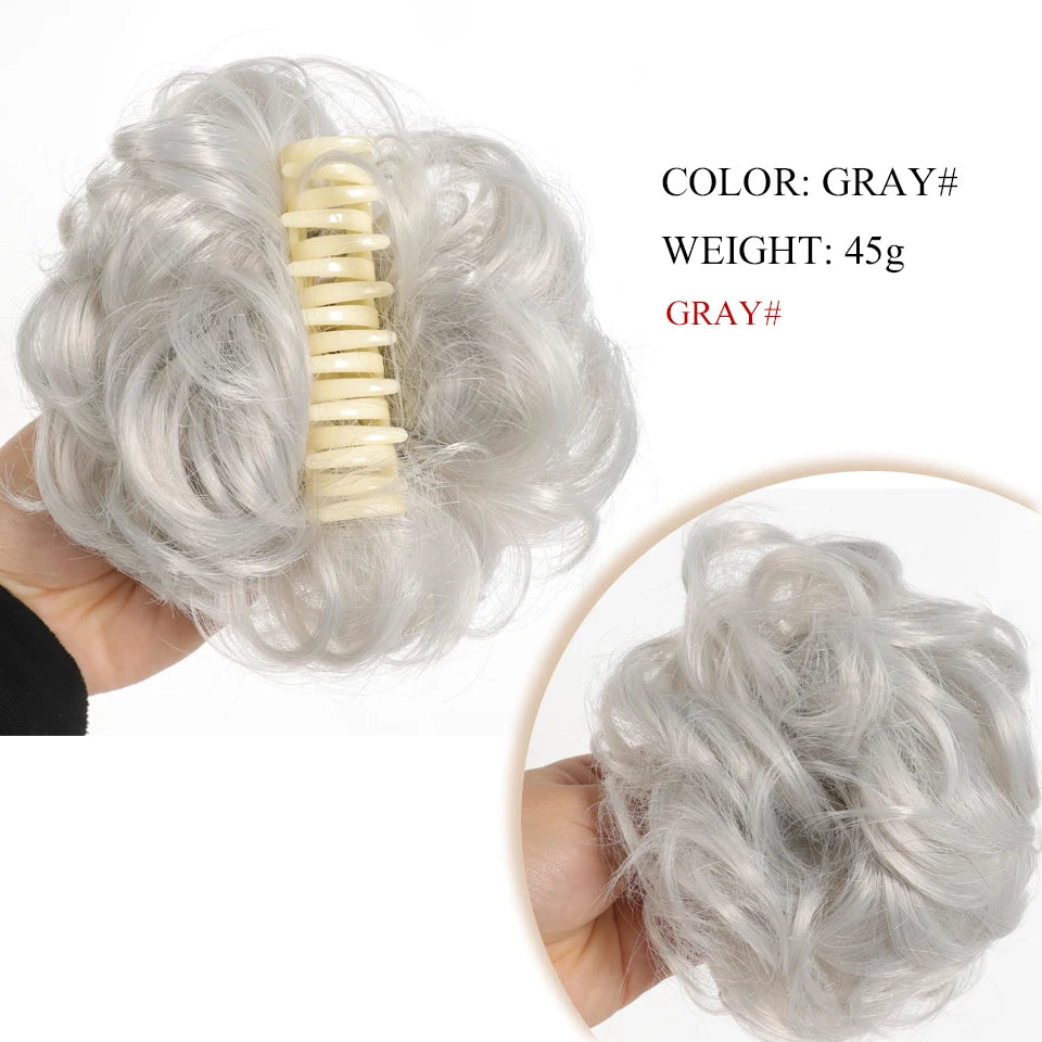 Synthetic Chignon Messy Hair Bun Claw Clip in Hair Piece Wavy Curly  Bun Ponytail Extensions Scrunchie Hairpieces for Women